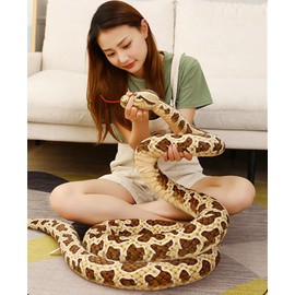 Xshelley 120 inch high Simulation Extra Long Snake, Soft Plush Toy, Snake Stuffed Animal, Large Stuffed Animal Toy, Children's Toy Gift (Brown Snake)