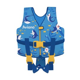 Swim Vest Junior Training Jacket for Toddlers with Adjustable Safety Straps Begin to Swim Flotation UPF 50+ (Shark, Large)