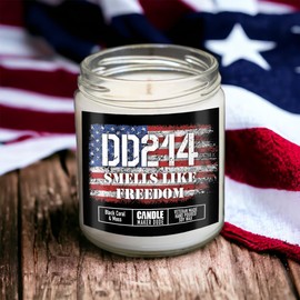 Candle Maker Dude DD214 Smells Like Freedom Candle Gift - Military Veteran Retirement Gifts