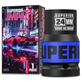 Aiourx 1” Drive Impact Socket, 24 mm Deep Socket, Metric Axle Nut Socket, 6 Point, CR-MO, Automotive, Truck Maintenance, Heavy Equipment Repair