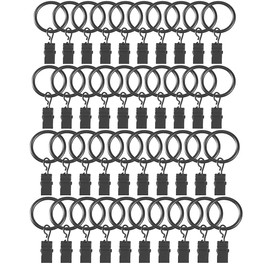 Curtain Rod Ring Clips, Pack of 40 Curtain Clip Curtain Rod 35 mm Curtain Clips Hanger Clips with Eyelets of Curtains in Kitchen, Bathroom, Bedroom, Living Room, Balcony (Black)