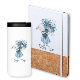 GRAZDesign Geschenkset Kaffeebecher mit Notizbuch - personalisiert mit Namen - Frühlingsmotiv - für Frauen