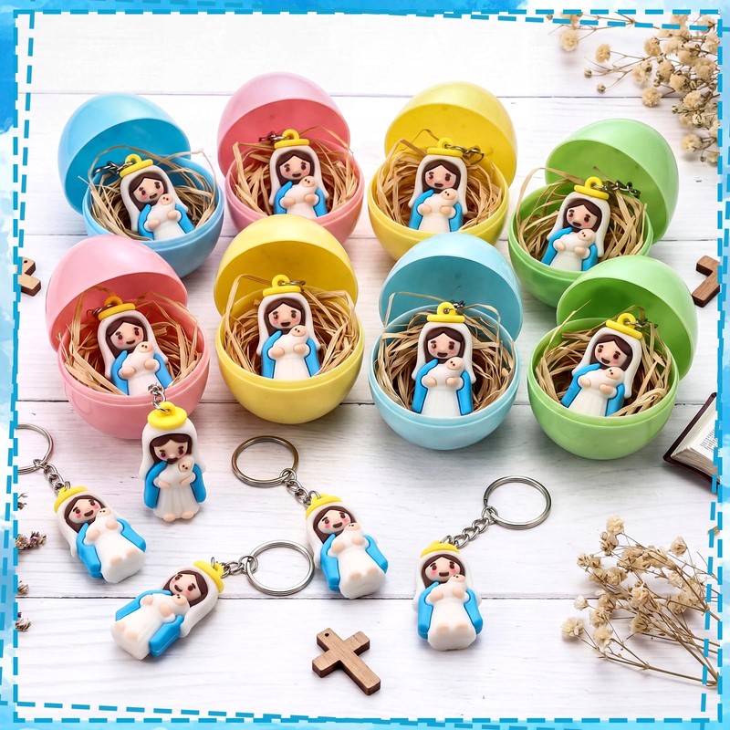 Amyhill 50 Pcs Mini Our Lady of Grace Figurines Keychain