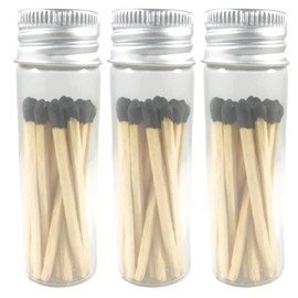 River Birch Decorative Matches in a Bottle with Striker - Cute & Colored Matches - 3 Bottles, Black Tip, 60 Matches