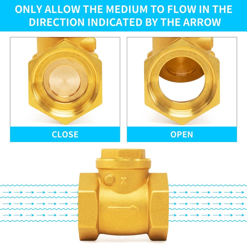 ChillWaves Brass Swing Check Valve DN32 1-1/4" Female Thread, One-Way