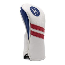 ProActive Sports Vintage Golf Club Head Covers for Hybrids| H Hybrid Headcover | Classic Leather Look | Red/White/Blue
