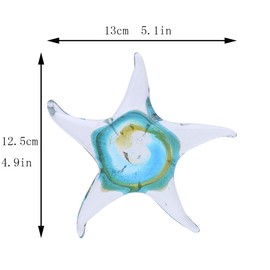 QF Glass Star Fish, Crystal Handmade Glass Blown Table Decor, Starfish Figurine, Collectible Ornament,Clear and Green