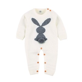 mimixiong Baby Easter Bunny Outfits Newborn Girl Boy Romper Jumpsuit Longsleeve Knit Clothes