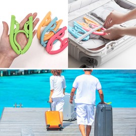 Daily Treasures 12 Pack Premium Travel Hangers with 4 Clips & 1 Rotating Rack, Anti-Slip Foldable Hangers for Traveling Portable for Travel Accesories Home Foldable Clothes Drying Rack