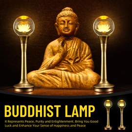 CFSHGLPSF 1 Pair Colorful Crystal Lotus Lamp -LED Lotus Flower Lamp Lights with Adjustable Switch for Home 110V US Plug Buddha Lamp Night Light Buddhist Supplies Meditation Buddhist Temple