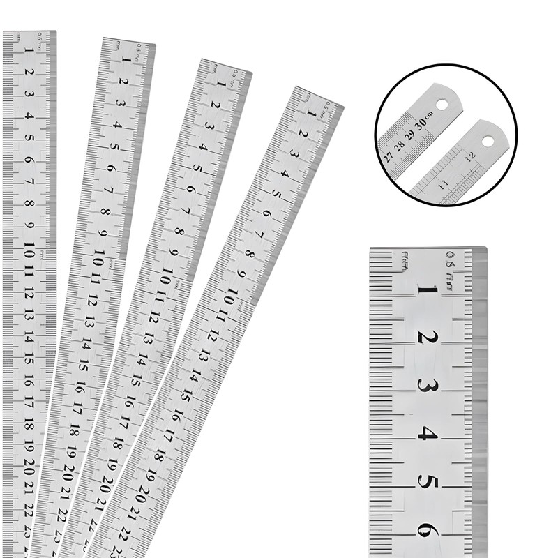 Regla de Metal Acero Inoxidable Graduada 12 Pulgadas 30 Centimetros