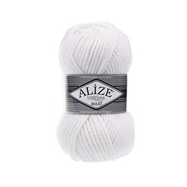 Alize SuperLana Maxi 25% Wool 75% Acrylic per Ball 100 g 100 m 4 Balls - 55 White