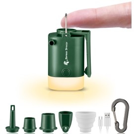 Mini Portable Battery Air Pump: Tiny Inflator Usb C Rechargeable Air Mattress Blower Inflatables Battery Operated Vacuum Pump Inflate Small Wireless Electric Air Pump with Light for Travel Camping Pad