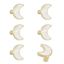 MOROBOR Decorative Moon Kitchen Cabinet Knobs, 6 Pack Creative Dresser Drawer Pulls Furniture Cupboard Door Pull Handles Single Hole Zinc Alloy Knobs Furniture Accessories