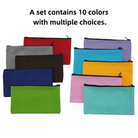 ETOFIXEE 10 Pack Blank DIY Colorful Craft Bag Canvas (8.3 × 4.7 Inch),Pencil Case,Makeup Bags Canvas Pencil Pouch Bulk Canvas Cosmetic Bag,Canvas Zipper Bags