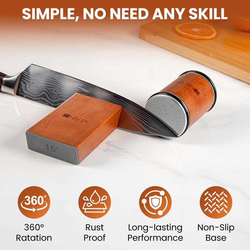 Nixta Rolling Knife Sharpener Kit – 3-Stage Manual Knife Sharpener