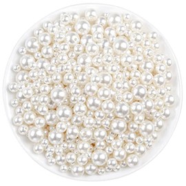 anezus - Cuentas de perlas de marfil, 800 cuentas de perlas sueltas para hacer joyas, manualidades, decoración y relleno de jarrón (varios tamaños)