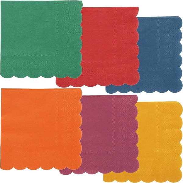 Servilletas de cóctel festoneadas (12,7 x 12,7 cm, 6 colores, 240 unidades)
