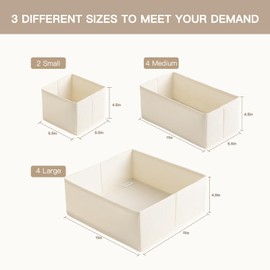 Criusia Drawer Organizer Clothes, 10 Pack Dresser Organizer for Baby Clothes, Underwear, Sock- Foldable Closet Organization and Storage Dividers Bins for Nursery, Bedroom (Beige)