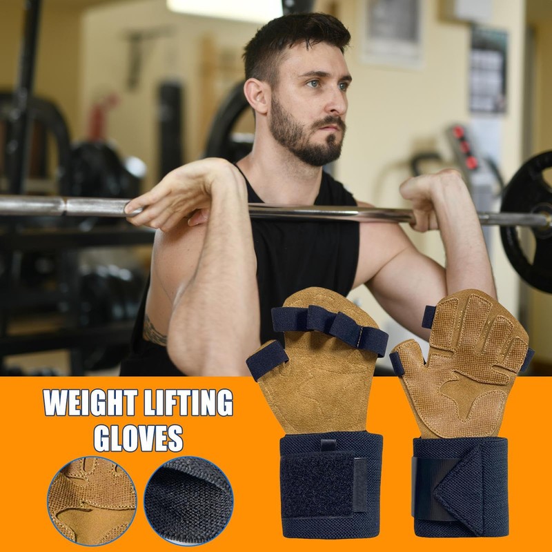Weight Lifting Gloves - Fingerless Weightlifting Gloves with Wrist Wrap