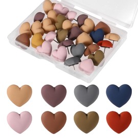 XIHIRCD 30 Chinchetas de Corazón Mate, Chinchetas Decorativas Resina Colores Oscuros Reutilizables Bonitas para Tableros Corcho Tablones de Anuncios Fotos Uso en Casa y Oficina