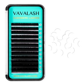 VAVALASH Cashmere Lashes - Premium Volume Eyelash Extensions 8-20MM Individual Silk Lashes, Soft Super Matte Black, Professional Extension Tray Supplies (0.07-DD-12MM)
