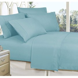 CELINE LINEN Best, Softest, Coziest Bed Sheets Ever! 1800 Premier Hotel Quality Wrinkle-Resistant 4-Piece Sheet Set with Deep Pockets, Queen Aqua Blue