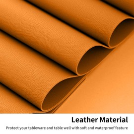 Herda Orange Faux Leather Fall Placemats,4 Set PU Leather Dining Mats Fall Non-Slip Waterproof Placemats, Indoor Wipeable Washable Thick Table Mats, Heat Resistant Table Mats Set of 4 Thanksgiving…