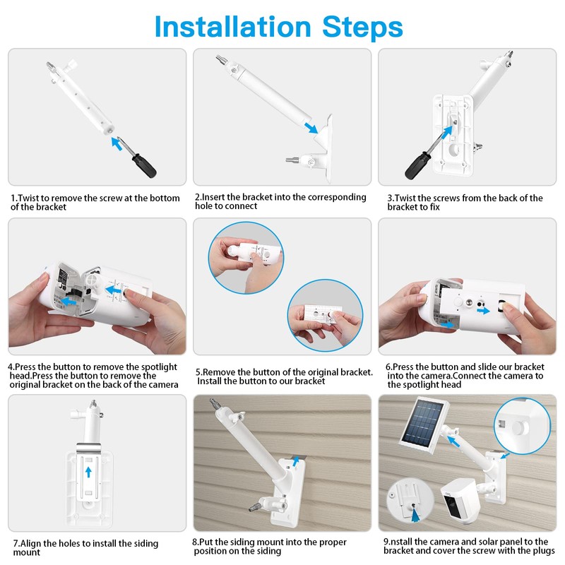 HOLACA 2-in-1 Vinyl Siding Clips for Ring Solar Panel Spotlight