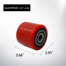 ToryCarrier Pallet Jack/Truck Polyurethane Load Wheel with 2.91 inch x 3.66 inch,Sealed Precision Bearings ID 0.78 inch, Poly Tread Red- A Pair