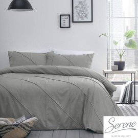 Serene Dart Pleated Boutique Duvet Cover Set, Grey, Single