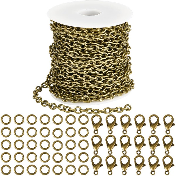 SUNNYCLUE 32.8 Feet/10M 4.5mm Bronze Chain Set Necklace Chains Kit