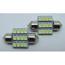 12 Row High Brightness LED Room Lamp, White, 2 x T10 x 31 mm