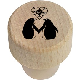 19mm 'Love Penguins' Wooden Bottle Stopper/Cork (BS00013738)