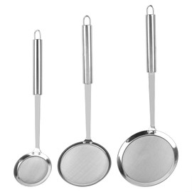 AUEAR, 3 Pack Hot Pot Fat Skimmer Spoon Stainless Steel Fine Mesh Food Strainer for Oil Filter Skimming Grease Foam Gravy