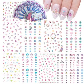 Nail Art Stickers for Kids Nail Decals Accessories Unicorn Water Transfers Butterfly Star Heart Nail Polish Wraps for Little Girls Fingernail Decor 500+ Patterns DIY Cute Fashion Multiple Large Sheets