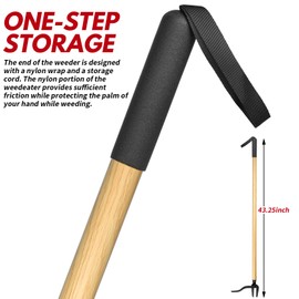 AMVOG Stand-Up Weed Puller with Long Handle, Made of Aluminum Alloy Bamboo Texture Design, Roots Remover for Garden & Lawn Care, Easily Remove Weeds Without Bending, Pulling, or Kneeling