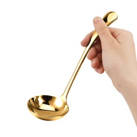 Stainless Steel Gold Soup Ladle, 20 cm Sauce Ladle, Soup Ladle, Serving Spoon of Soups and Stews, Dishwasher Safe
