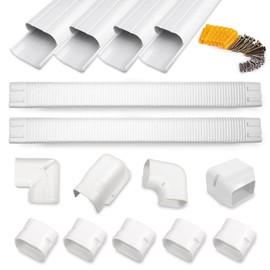 MOOITEK 3" 17Ft PVC Line Set Cover Kit for Ductless Mini Split Air Conditioners, Decorative PVC Slim Line Cover for Central AC & Heat Pumps Systems Tubing