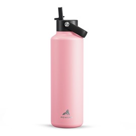 Stainless Steel Water Bottle 710ml/24oz for Adults: Sweatproof, Flex Cap, Lightweight, Standard Mouth, Top Handle, Vacuum Insulated Flask with Straw for Office, Home, Commute, Gift (Blush Pink)