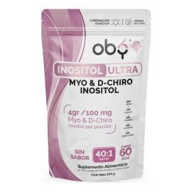 Myo y D-Chiro Inositol Ultra 401 Hasta 120 das Vitaminas Mujer  Mayo Myonisitol  Oby Suplemento Alimenticio Vegano Polvo Sin Sabor 300g               