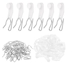 50 Sets Curtain Track Hooks, Traverse Rod Slides White Plastic Curtain Slider Rail Glider Drapery Hook Traverse Curtains Rod Track Hooks Shower Window Door Curtains Accessories