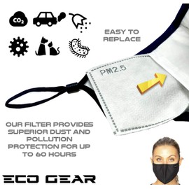 Replaceable Filters for Your Anti Dust Mask ECO-GEAR Particulate Respirator | Unisex Pollution Face Mask for Dust, Air, Exhaust Gas, Smoke, Smog and Pollen