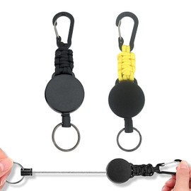 DMEEK Reel Keychain with Carabiner, Elastic Reel Key Reel, Multi-functional, Durable, Maximum Length of 23.6 inches (60 cm), Anti-Lost, Metal Wire, Hanging Name Tags, For Camping, Hiking, Fishing and