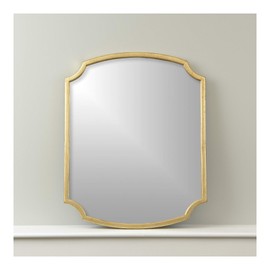 Best Home Fashion Scallop Frame Mirror - Gold Finish Wood Frame - Wall Hanging - 28” Oval
