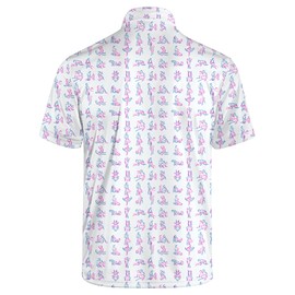 Funny Golf Shirts for Men Crazy Funny Golf Polo Shirt Fun Hawaiian Golf Polos Funny White 4XL