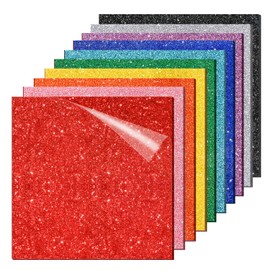 Adrattnay Glitter Acrylic Sheets 1/8" Thick, 10Pcs 8 x 8 in Cast Acrylic Sheets 3 mm for Laser Cutting, Glitter Acrylic Sheets for Signs, Pet Tags, DIY Crafts Decoration Laser Engraving Material