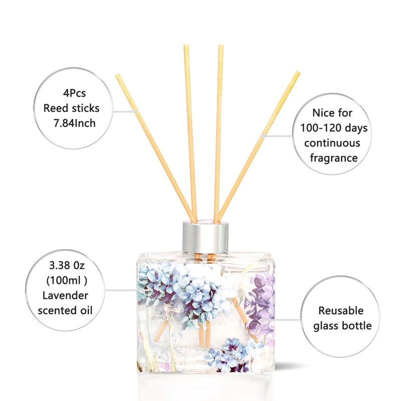 Silverstro Classic Reed Diffuser Lavender Scent/3.4oz(100ml)/1 Pack/Fragrance Scent Essential Oil