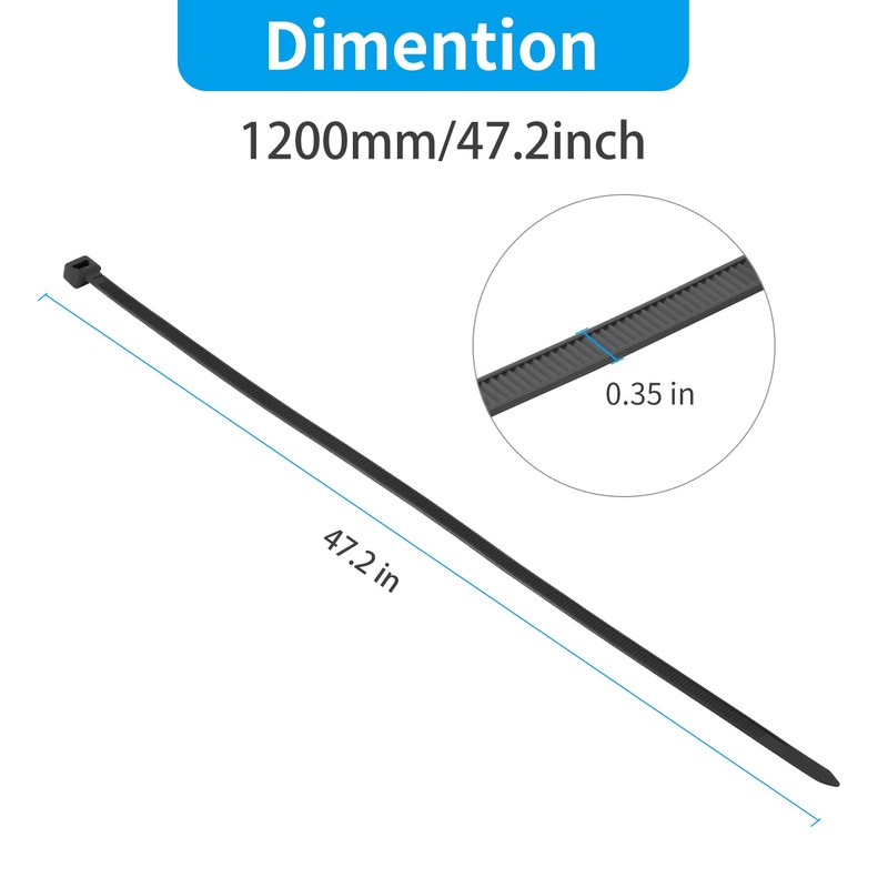 XINGO Black Cable Ties Heavy Duty 25 PCS, 1200mm x