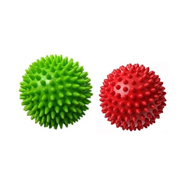 Therapist’s Choice® Pack of 2 Spiky Massage Balls, Hard & Soft Combo, Stress Reflexology, Porcupine Sensory Ball Set